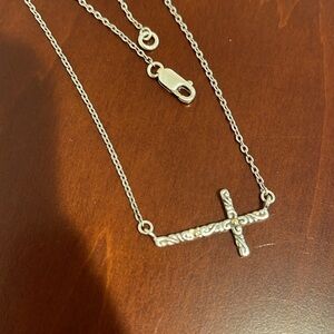 Sterling Silver & 18k Gold Sideways Cross Necklace